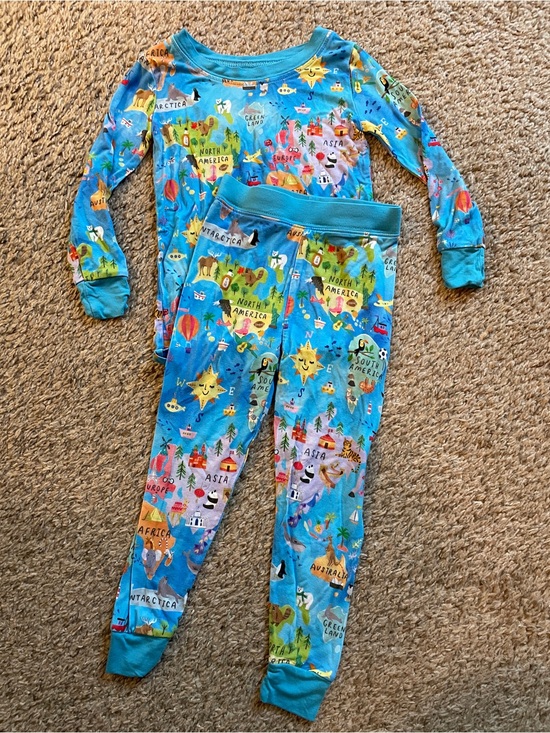 Little Sleepies Other - Little Sleepies Blue World Map Kids Pajama Set with Colorful Continent Prints